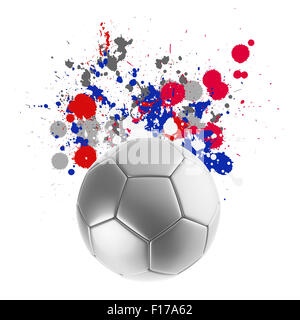 Le rendu 3D d'un ballon de foot avec les drapeaux des éclaboussures de couleurs background Banque D'Images