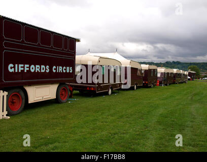 Giffords Circus sur les wagons et les caravanes, Marlborough, Wiltshire, Royaume-Uni Banque D'Images