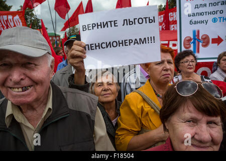 Moscou, Russie. Août 29, 2015. Les manifestants à la protestation contre la politique économique et sociale du Gouvernement de la Fédération de Russie à la place centrale de Moscou, Russie Crédit : Nikolay Vinokourov/Alamy Live News Banque D'Images