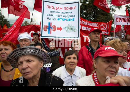 Moscou, Russie. Août 29, 2015. Les manifestants à la protestation contre la politique économique et sociale du Gouvernement de la Fédération de Russie à la place centrale de Moscou, Russie Crédit : Nikolay Vinokourov/Alamy Live News Banque D'Images