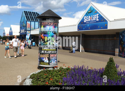 Great Yarmouth, au Royaume-Uni. Août 29, 2015. Les vacanciers profiter de la Banque août Maison de vacances soleil dans la station balnéaire de Great Yarmouth, Norfolk le 29 août 2015 Credit : KEITH MAYHEW/Alamy Live News Banque D'Images