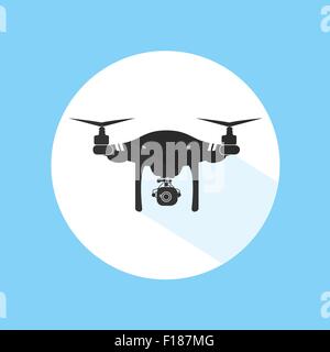 Drone Logo Design Silhouette l'icône Appareil photo Technologie Vector Illustration Illustration de Vecteur