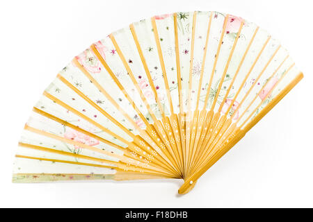 China hand fan isolated on white Banque D'Images