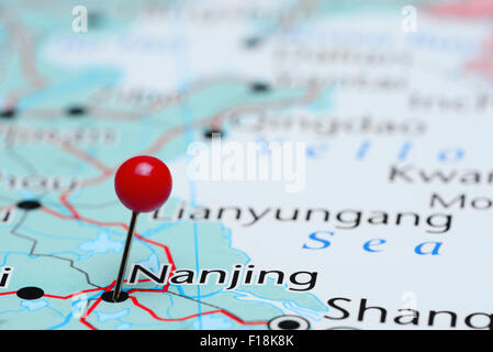 Nanjing épinglée sur une carte de l'Asie Banque D'Images