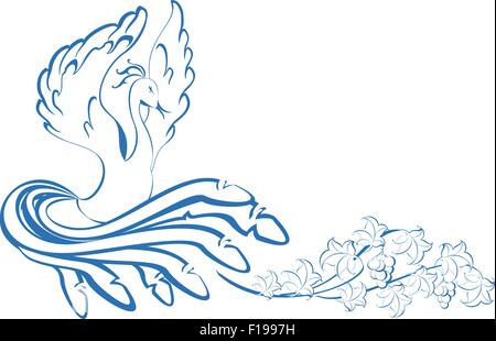 Motif. bird à danser à la vigne. EPS10 vector illustration Illustration de Vecteur