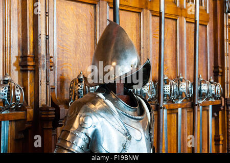 Armes et armures historiques dans une armoirie Banque D'Images