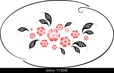 Modèle dans la forme d'un cercle avec les fleurs rouges. EPS10 vector illustration Illustration de Vecteur