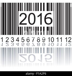 Nouvelle année 2016 sur le code à barres Illustration de Vecteur