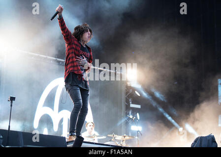 Leeds, UK. 30 août 2015. Bring Me The Horizon effectuer sur la scène principale au Festival de Leeds, Bramham Park 30/08/2015 Credit : Gary Mather/Alamy Live News Banque D'Images