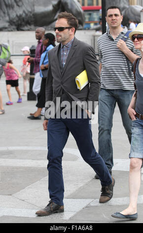 Lucy Liu et Jonny Lee Miller en tournage à Londres, 2013 Banque D'Images