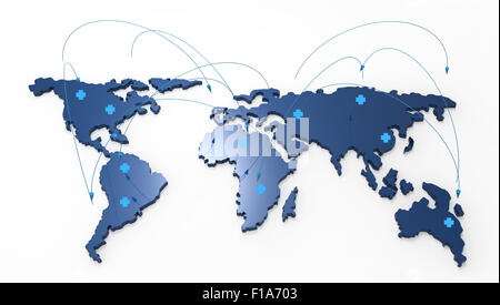 Carte du monde 3D medical network comme concept Banque D'Images