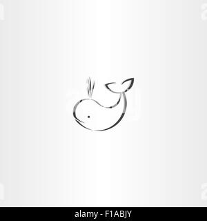 Baleine noire logo icône vecteur ligne Illustration de Vecteur