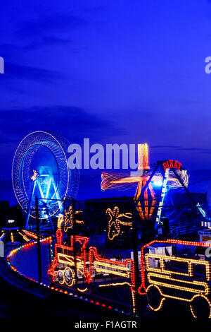 Adventure Island Southend-on-Sea dans la nuit. L'Essex. L'Angleterre. UK Banque D'Images