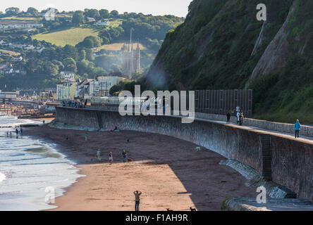 Le train à vapeur Express de Torbay se déplace le long de la ligne côtière de Brunel à Teignmouth dans le Devon, en route de Paignton à Bristol. Banque D'Images