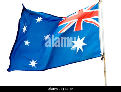 Drapeau australien sur un fond blanc. Banque D'Images