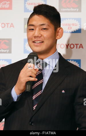 Tokyo. Août 31, 2015. Yoshikazu Fujita (JPN), le 31 août 2015 - Rugby : le Japon l'entraîneur chef de l'équipe nationale de rugby Eddie Jones assiste à une conférence de presse à Tokyo, Japon. Le Japon Rugby Association squad pour la Coupe du Monde de Rugby 2015 l'Angleterre est présentée à la presse à Tokyo. © Sho Tamura/AFLO SPORT/Alamy Live News Banque D'Images