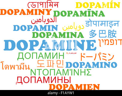 Concept d'arrière-plan international multilingue wordcloud beaucoup d'illustration de la langue de la dopamine Banque D'Images