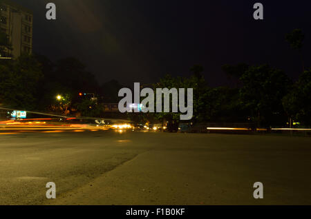 Feu arrière de la circulation en route Banque D'Images