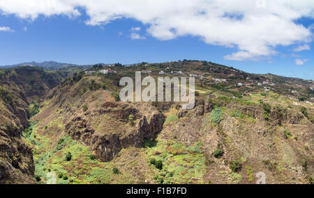 Gran Canaria intérieures, murs escarpés de Barranco de Moya Banque D'Images