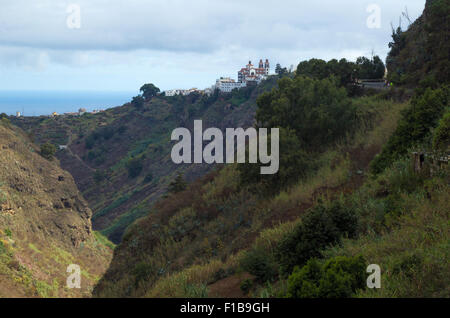 Gran Canaria intérieures, murs escarpés de Barranco de Moya Banque D'Images