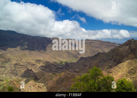 La Gomera, Canaries, vue sur Barranco de Cabrito ravin de Degollada de Peraza Banque D'Images