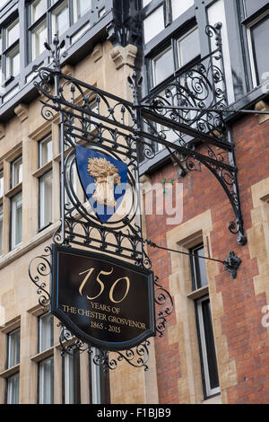 Chester Grosvenor Hotel Sign, Foregate Street, Chester, England, UK Banque D'Images