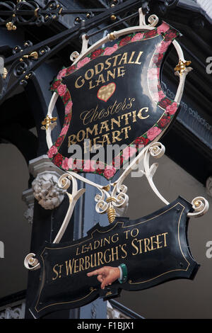 Godstall Lane Sign in Foregate Street, Chester, England, UK Banque D'Images