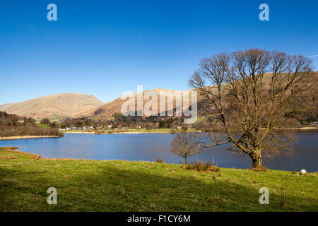 Avis de Grasmere village et lac Grasmere, Lake District, Cumbria, Angleterre Banque D'Images