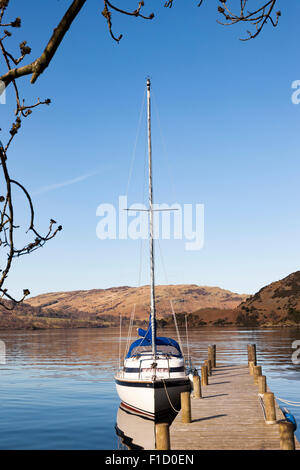 La location à une jetée sur le lac Ullswater, Shap, Lake District, Cumbria, Angleterre Banque D'Images