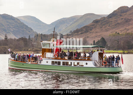 Belle de l'Ouest, un bateau à vapeur Ullswater, le lac Ullswater, Shap, Lake District, Cumbria, Angleterre Banque D'Images