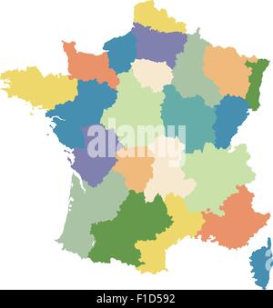 Carte de France divisée en régions Illustration de Vecteur