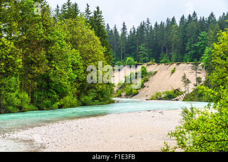 Isar, Allemand/frontière autrichienne Banque D'Images