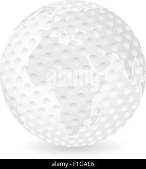 Carte du monde balle de golf sur un fond blanc. Vector illustration. Illustration de Vecteur