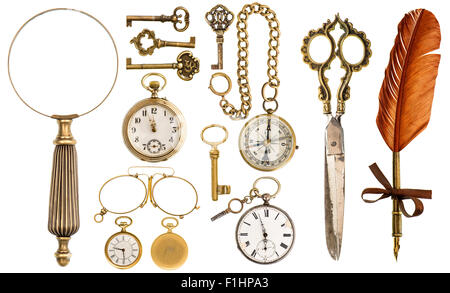 Collection de golden vintage accessoires et objets anciens. Banque D'Images