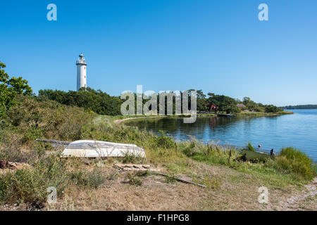 "Le célèbre phare Långe Erik" ( = Grand Erik) sur la pointe nord de l'île de la mer Baltique suédoise Oland. Banque D'Images