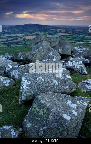 Vue depuis le haut de Titterstone Clee Hill, Shropshire, England, UK Banque D'Images