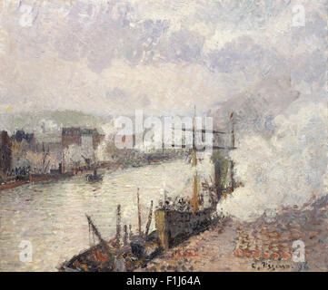 Camille Pissarro - bateaux à vapeur dans le Port de Rouen Banque D'Images