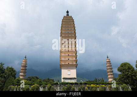 Trois célèbres pagodes dans la ville de Dali, Yunnan Province, China Banque D'Images