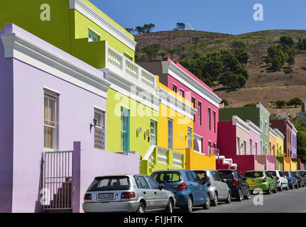 Maisons colorées de Cape Malay Bo-Kaap district, Waal Street, Cape Town, Western Cape Province, République d'Afrique du Sud Banque D'Images