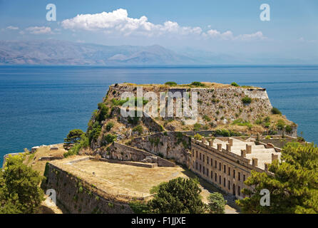 Ancienne forteresse ou Froúrio Palaió, Corfu Town, Site du patrimoine mondial de l'UNESCO, l'île de Corfou ou Kerkyra, îles Ioniennes, Grèce Banque D'Images