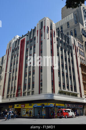 Bâtiment art déco Scotts, CN. Darling et plein les rues, Cape Town, Western Cape Province, République d'Afrique du Sud Banque D'Images
