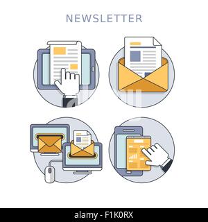 Concept Newsletter situé dans le style ligne mince Illustration de Vecteur