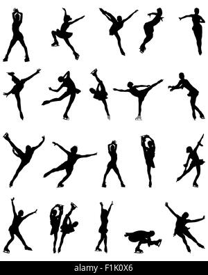 Silhouettes noires des patineurs, vector Banque D'Images