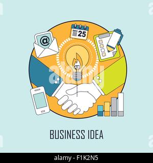 Idée d'entreprise concept : leurs mains en ligne . Illustration de Vecteur