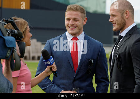 Sydney, Australie. 3 Septembre, 2015. Australian Turf Club Ambassadeurs Thomas et George Burgess s'adresser aux médias à la Sydney 2015 carnaval de printemps le lancement. Credit : MediaServicesAP/Alamy Live News Banque D'Images