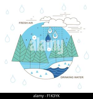 Concept des ressources en eau dans des couches minces style de ligne Illustration de Vecteur