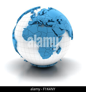 Globe avec continents, l'Europe et l'extrudé Région Afrique Banque D'Images