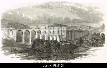 La grande Dee viaduc de chemin de fer 1848 Banque D'Images