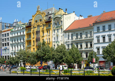 Bâtiment art Nouvea Grand Hotel Europa sur la place Venceslas, dans le centre historique de Prague. Banque D'Images