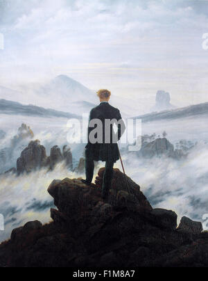 Caspar David Friedrich - l'errant au-dessus de la mer de brouillard Banque D'Images